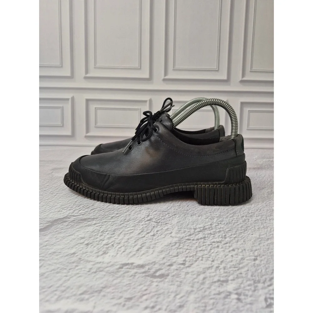 Camper Pix Black Leather Chunky Ribbed Sole Lace Up Oxford Shoes Womens 37 7